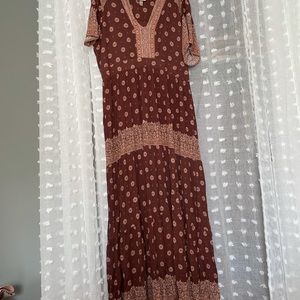 Knox Rose floor length brown & pink dress